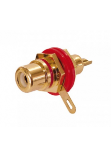 SOCLE RCA FEMELLE DORÉ - REPÉRAGE ROUGE