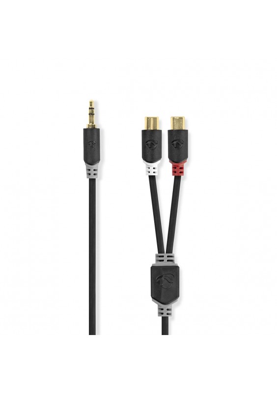 CORDON AUDIO STÉRÉO 3.5mm MÂLE 2xRCA FEMELLE PLAQUÉ OR -  0.20m