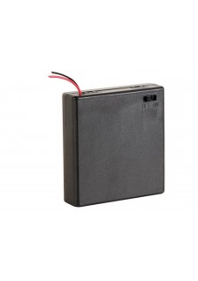 COUPLEUR DE 4 PILES (LR6) (AVEC CONNEXIONS POUR FILS) + COMMUTATEUR