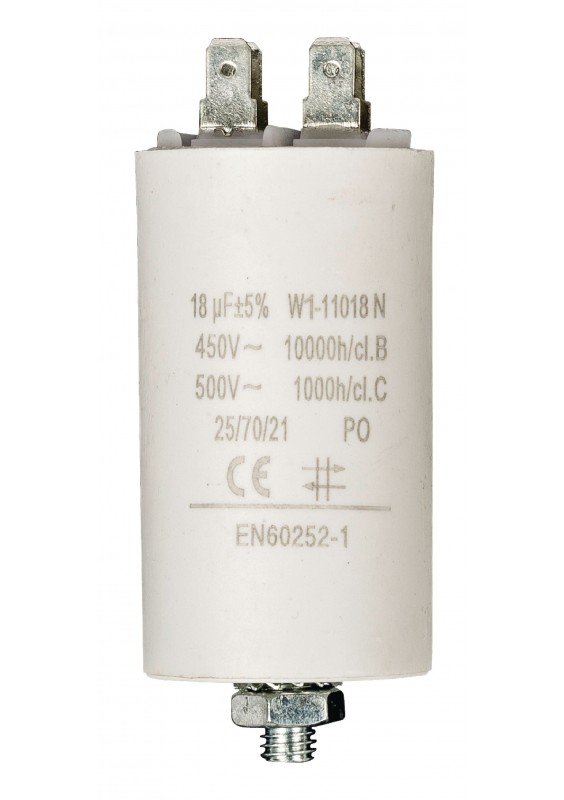Condensateur de démarrage à cosses - 18 µF / 450 V