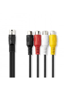 CORDON DIN MÂLE / 4x RCA FEMELLE - 0.20m