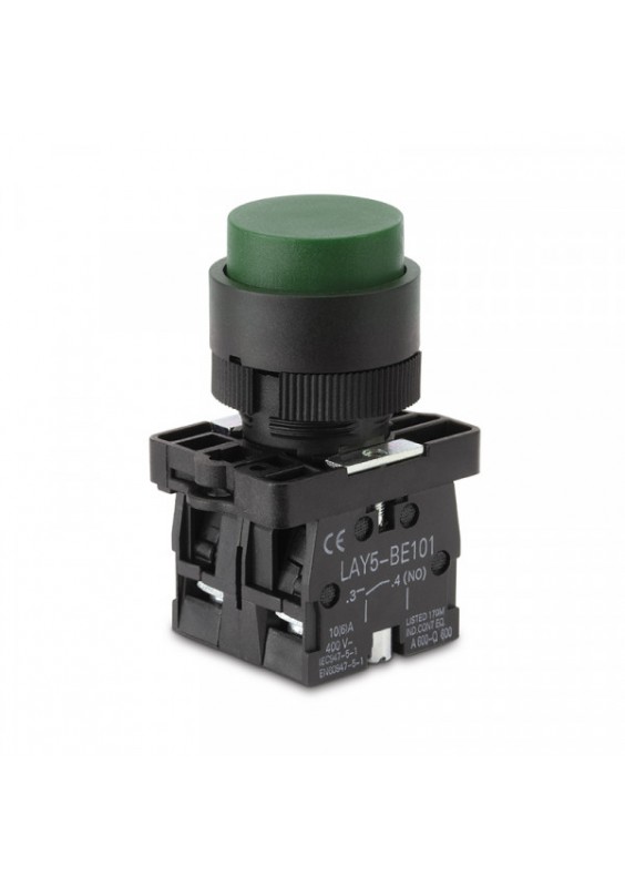 BOUTON POUSSOIR SURÉLEVÉ VERT - Ø 22mm