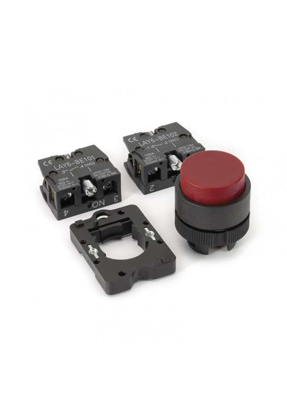 Interrupteur Bouton Poussoir Rond Rouge 22mm - DPST 1NO+1NC - 380V 10A - Neuf