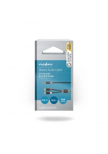 CORDON AUDIO STÉRÉO 3.5mm MÂLE 2xRCA FEMELLE PLAQUÉ OR -  0.20m
