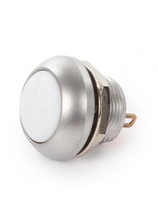 POUSSOIR MÉTALLIQUE ROND AVEC CAPUCHON BLANC - 1P SPST OFF-(ON)