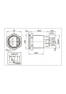 BOUTON-POUSSOIR PLAT - ANNEAU VERT - Ø 19mm