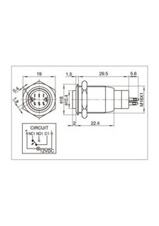 INTERRUPTEUR Ø 16mm - ANNEAU BLANC - LED 4/12V