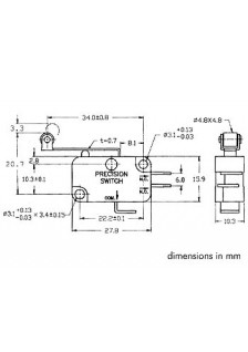 MICRORUPTEUR 12A - LONG LEVIER DE COMMANDE AVEC ROULETTE