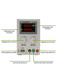 ALIMENTATION 0-30VCC/0-5A MAX - AVEC DOUBLE AFFICHEUR LED