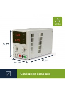 ALIMENTATION 0-30VCC/0-5A MAX - AVEC DOUBLE AFFICHEUR LED