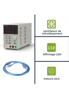 ALIMENTATION PROGRAMMABLE 0-30VCC/5A MAX - DOUBLE AFFICHEUR LED AVEC INTERFACE USB 2.0