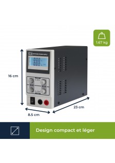 ALIMENTATION RÉGLABLE 0-30VCC/0-10A MAX - AVEC AFFICHEUR LCD
