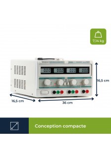 DOUBLE ALIMENTATION DE LABORATOIRE 2x0-30VCC/0-3A+5VCC