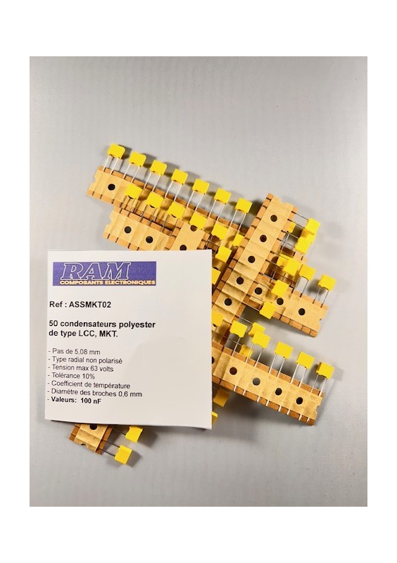 50 CONDENSATEURS POLYESTER MKT 63V 100nF