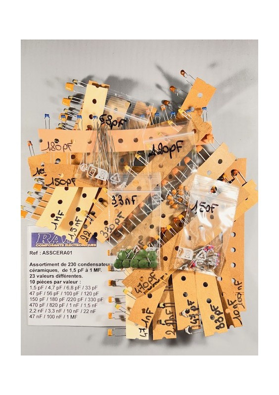 ASSORTIMENT DE CONDENSATEURS CÉRAMIQUES - 230 PIÈCES - DE 1.5 À 1 MF