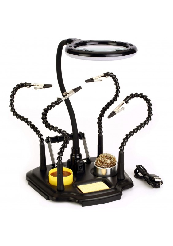 TROISIÈME MAIN 4 BRAS FLEXIBLES - AVEC LOUPE LUMIÈRE LED