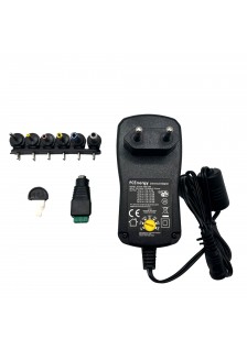 ALIMENTATION AVEC SORTIE RÉGLABLE - 100-240V - DE 9 À24VCC - 1 A + 6 FICHES