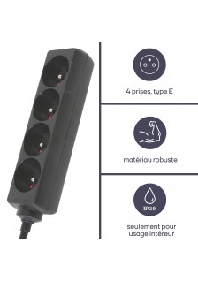 BLOC MULTIPRISES 4 PRISES - NOIR