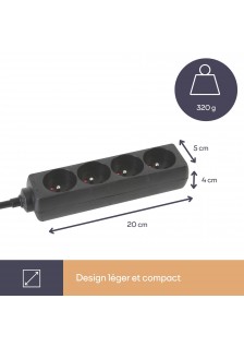 BLOC MULTIPRISES 4 PRISES - NOIR