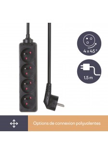 BLOC MULTIPRISES 4 PRISES - NOIR