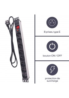 BLOC MULTIPRISE AVEC INTERRUPTEUR - 8 PRISES