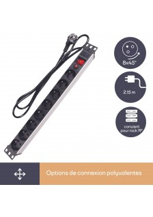 BLOC MULTIPRISE AVEC INTERRUPTEUR - 8 PRISES
