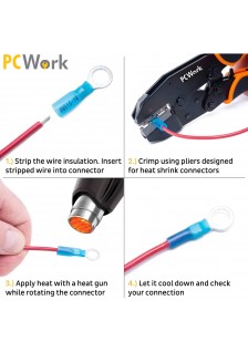 ASSORTIMENT DE COSSES ISOLÉES AVEC GAINES THERMORÉTRACTABLES  - 270 PIÈCES