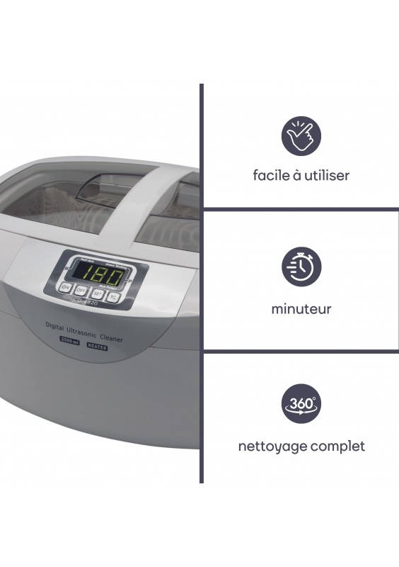 NETTOYEUR À ULTRASONS AVEC MINUTEUR - 2.6 LITRES - 170W