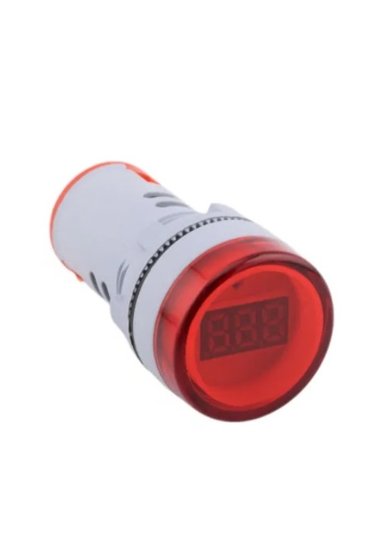 VOLTMÈTRE NUMÉRIQUE LED ROND Ø 22mm 60V-500 V AC - ROUGE