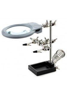 TROISIÈME MAIN AVEC LOUPE, LAMPE LED ET SUPPORT POUR FER À SOUDER