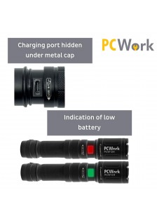 LAMPE DE POCHE LED 650 Lm  ZOOM RECHARGEABLE HYBRIDE