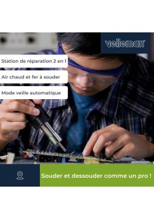 STATION À AIR CHAUD 60 W POUR COMPOSANTS CMS - 2 EN 1