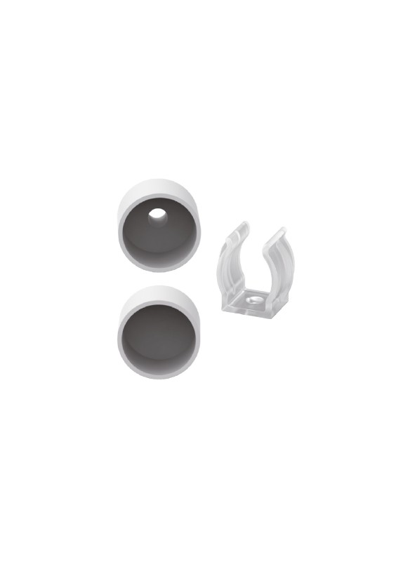 BOUCHON ET CLIP DE FIXATION POUR NÉON 360° - Ø 16mm - 5 PIÈCES