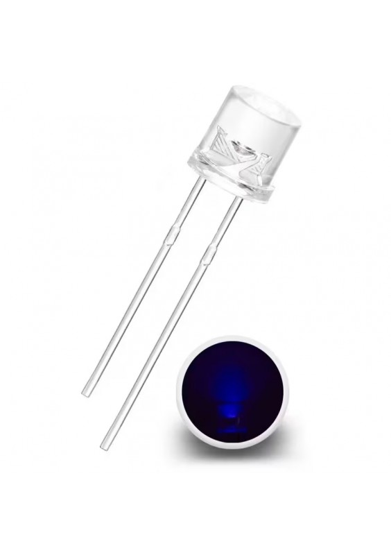 DIODE LED À TÊTE PLATE 5mm UV - 395/400mm