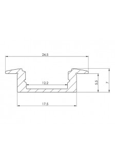 PROFILÉ ALU À ENCASTRER  7 mm - 2m
