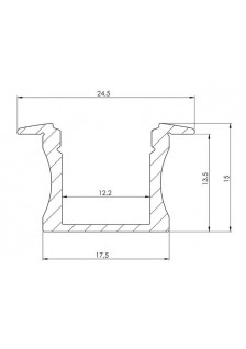 PROFILÉ ALU À ENCASTRER 15mm - 2m - DIFFUSANT OPAQUE