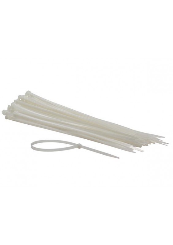 JEU DE SERRE-CÂBLES EN NYLON - 4.8 x 300 mm - BLANC (100 pcs)