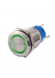 INTERRUPTEUR Ø 19mm - ANNEAU VERT - LED 4/12V