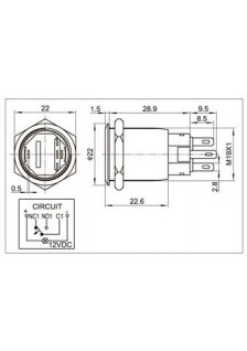 INTERRUPTEUR Ø 19mm - ANNEAU VERT - LED 4/12V