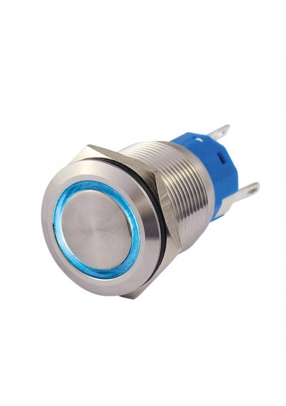 Interrupteur 19 mm rep. bleu LED 4/12 volts