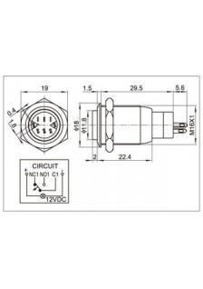 INTERRUPTEUR Ø 16mm - ANNEAU BLEU - LED 4/12V