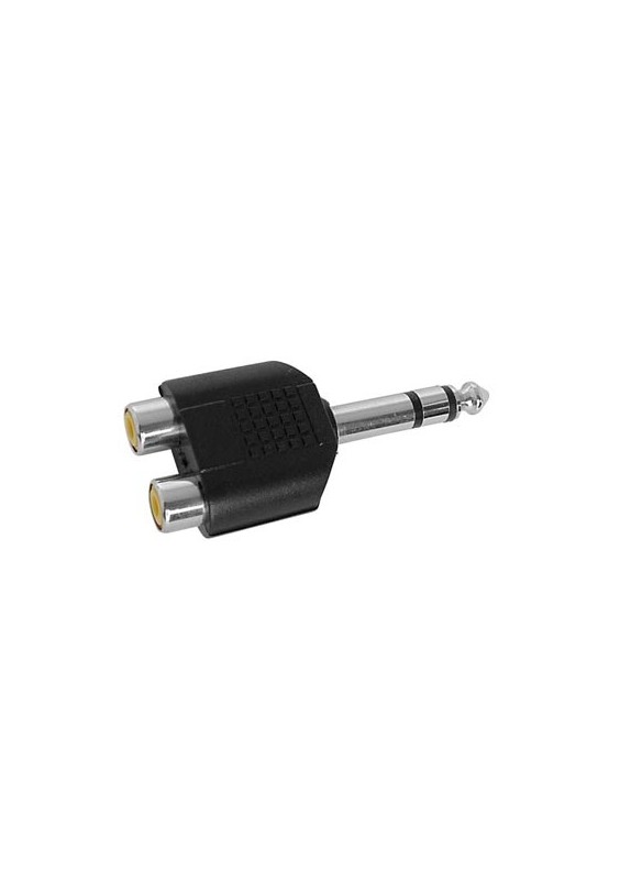 DOUBLE RCA FEMELLE VERS JACK MALE 6.35mm STEREO