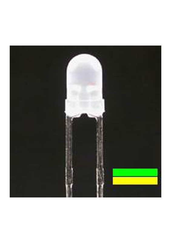 LED Ø3 mm BICOLORE VERTE JAUNE 2 PATTES