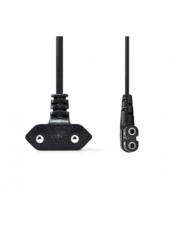 CORDON SECTEUR IEC-320-C7 COUDÉ NOIR - 5m