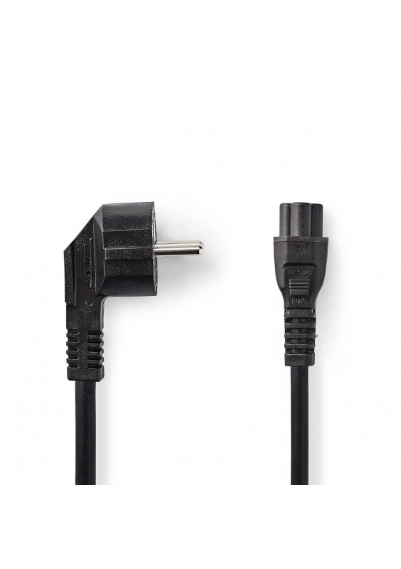 CORDON SECTEUR IEC-320-C5 COUDÉ NOIR - 2m