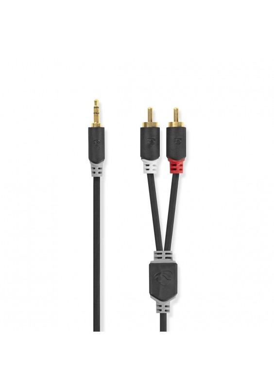 CORDON JACK 3.5 ST / 2 RCA MÂLE 1m