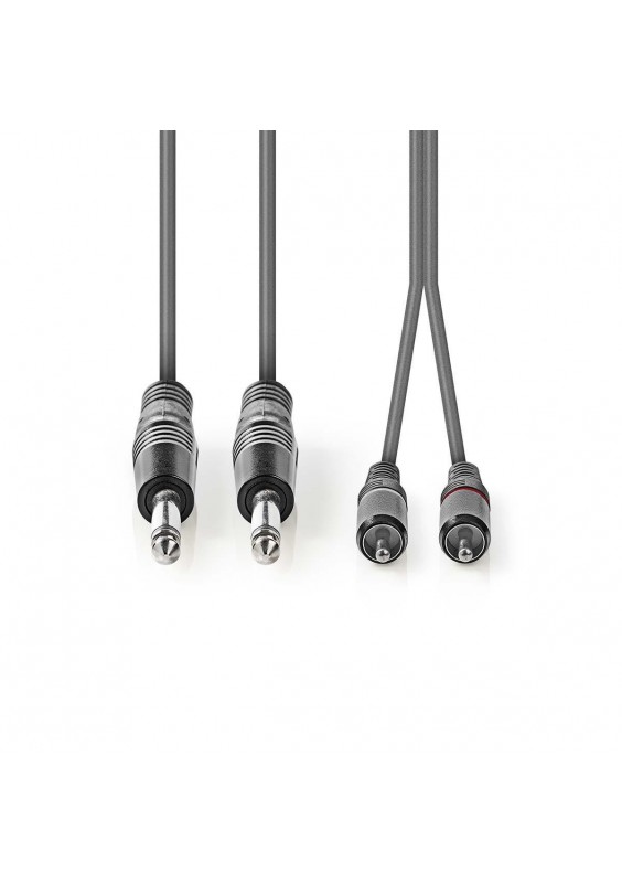 CORDON 2x JACK 6.35 MÂLE / 2x RCA MÂLE - 3m