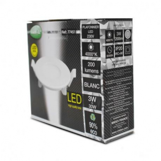 PLAFONNIER LED BLANC Ø 85mm 3W 4000K