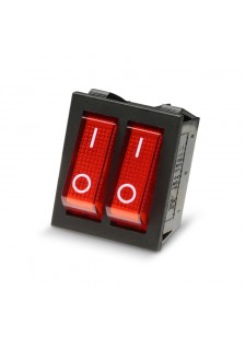 DOUBLE INTER 250V 15A LUMINEUX ROUGE