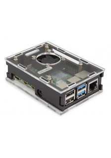 BOÎTIER TRANSPARENT AVEC DISSIPATEURS THERMIQUES ET VENTILATEUR POUR RASPBERRY PI 4®